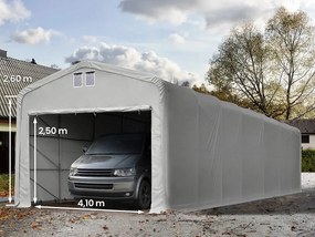 TOOLPORT 5x30m tenda garage 2,6m, PVC 850, grigio, con statica (sottofondo in cemento) - (99417)