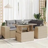 Set Divano da Giardino 5 pz con Cuscini Beige in Polyrattan 3326790