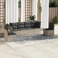 Set Divano da Giardino 6pz con Cuscini Grigio Chiaro Polyrattan 3249211