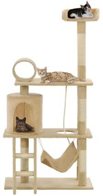 Albero per gatti con tiragraffi sisal 140 cm beige