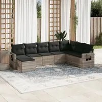 Set Divano da Giardino 8pz con Cuscini Grigio Chiaro Polyrattan 3252899