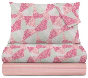 Completo letto matrimoniale cotone patchwork fiori corallo Taylor