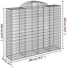 Cesti Gabbioni ad Arco 13 pz 200x50x160/180 cm Ferro Zincato