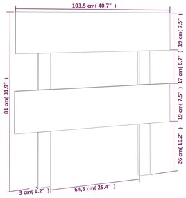 Testiera per Letto 103,5x3x81 cm Legno Massello di Pino