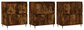 Credenze 3 pz rovere fumo in legno multistrato