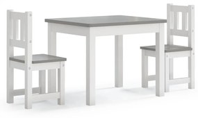 Set tavolo e sedie per bambini 3 pezzi bianco e grigio in mdf