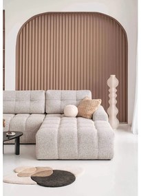 Divano angolare componibile beige allungabile/con contenitore (con penisola a destra) Lulu – Miuform