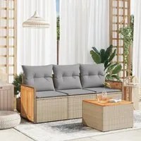 Set Divano da Giardino 4 pz con Cuscini Beige in Polyrattan 3259847