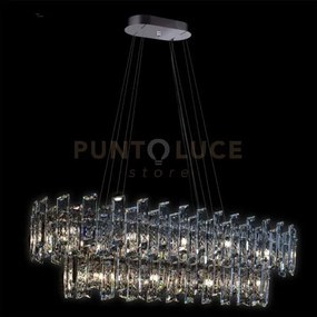 Lampada a sospensione arcadia ovale grande 8+12 luci, 2 livelli, cr...