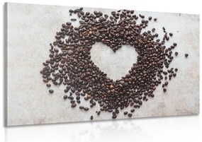 Quadro su tela – Cuore di chicchi di caffè