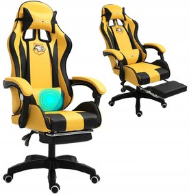 Comoda sedia da gaming con cuscino massaggiatore giallo e ènero