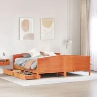 Letto senza Materasso Marrone Cera 160x200 cm in Legno di Pino 3301784