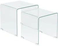 Set di 2 tavolini a nido in Vetro Trasparente Rettangolare stile Minimalista soggiorno