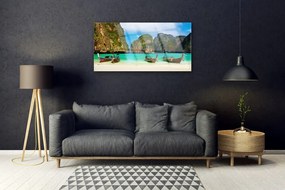 Quadro vetro acrilico Paesaggio della montagna del mare della spiaggia 100x50 cm