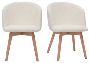 Sedie scandinave in tessuto effetto lana bouclé e legno massello di faggio (set di 2) VANITY