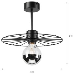 Lampadario a sospensione con supporto rigido MONTANA 1xE27/15W/230V diametro 30 cm nero