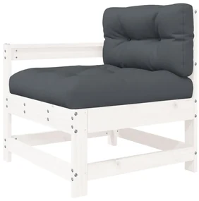 Set divani da giardino 6pz con cuscini in legno massello bianco