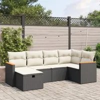 Set Divano da Giardino 6 pz con Cuscini Nero in Polyrattancod mxl 90519