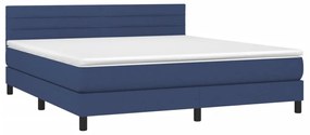 Letto a molle con materasso e led blu 180x200 cm in tessuto