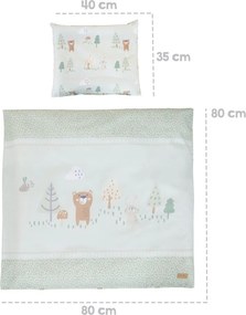 Set copripiumino e federa da bambini verde chiaro in cotone per culla 80x80 cm Woodland Buddies – Roba