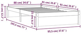 Giroletto Bianco in Legno Massello 90x190 cm Single