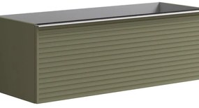 Mobile da bagno sotto lavabo Pixel stripes verde laccato opaco L 120 x H 40 x P 45.5 cm 2 cassetti, lavabo non incluso