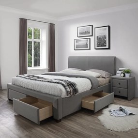 Letto Modena imbottito in grigio - 160x200 cm