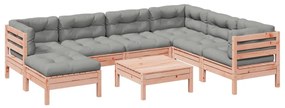 Set divani da giardino 8 pz con cuscini massello abete douglas