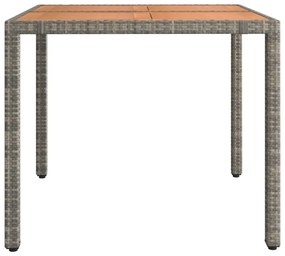 Tavolo giardino piano legno grigio polyrattan e massello acacia