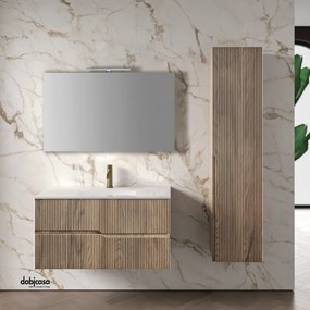 Mobile Bagno Sospeso "Victor" Da 100 Cm Composto Da Due Cassetti Finitura Rovere Rio