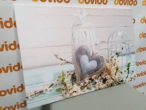 Quadro su tela – Cuoricino vintage e lanterne
