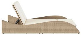 Lettino prendisole con cuscini beige 114x205x73 cm polyrattan