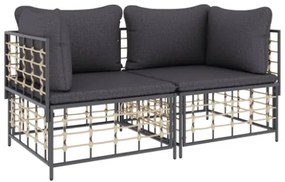 Divani Angolari Modulari con Cuscini 2 pz in Polyrattan