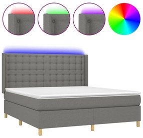 Letto a molle materasso e led grigio scuro 180x200cm in tessuto