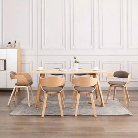 Sedie Da Pranzo 6 Pz Grigie İn Legno Piegato E Tessuto Talpa /
