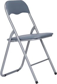 Sedia in metallo pieghevole seduta ecopelle GRIGIO SET 2 PEZZI