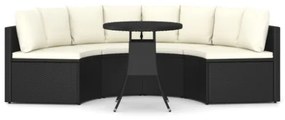 Set Divani da Giardino 5 pz con Cuscini in Polyrattan Nero