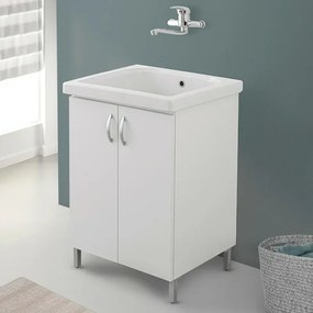 Mobile lavatoio 60x50 cm bianco in ceramica con strofinatoio integrato