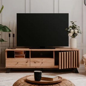 Mobile Porta TV 2 Cassetti E Anta Con Vani A Giorno Rovere Antracite Medan56A