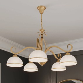 EMIBIG LIGHTING Lampada a sospensione Wivara 5, 5 luci, oro