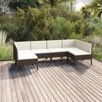 Set Divani da Giardino 6 pz con Cuscini in Polyrattan Marrone cod mxl 38489