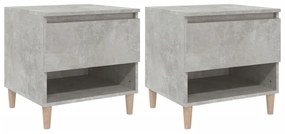 Comodini 2 pz Grigio Cemento 50x46x50 cm in Legno Multistrato