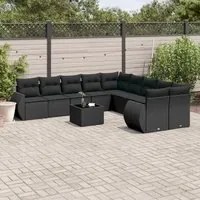 Set Divani da Giardino 11 pz con Cuscini in Polyrattan Nero 3254252