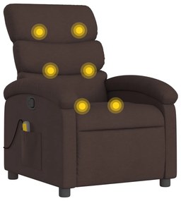 Poltrona massaggiante reclinabile marrone scuro in tessuto