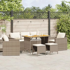 Set divano da giardino 6 pz con cuscini beige in polyrattan