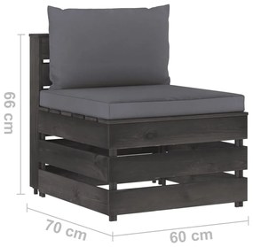 Set Salotto da Giardino con Cuscini 7pz Legno Impregnato Grigio