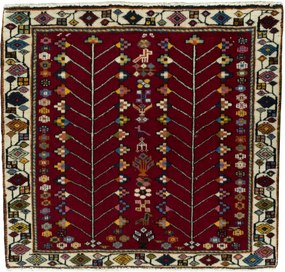 Shiraz Tappeto 70 x 70 Rosso (Iran) Annodato A Mano