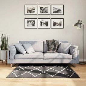 Tappeto Shaggy Pamplona A Pelo Lungo Nero E Crema 120x120 Cm /
