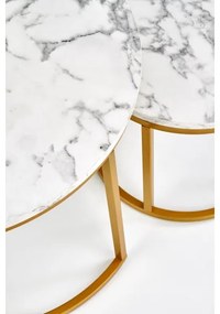 Set di 2 tavolini da salotto PACILA, finitura effetto marmo con dettagli dorati