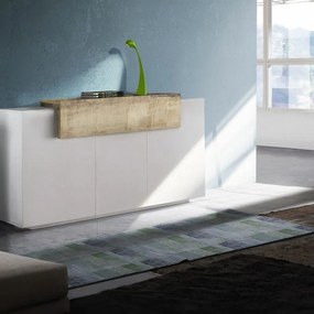 Mobile credenza Coro L 160 x H 85.5 P 45 cm bianco lucido e marrone